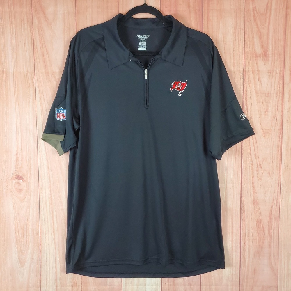 Vintage Reebok Tampa Bay Buccaneers NFL Mens Polo Shirt Sz Large Quarter Zip
